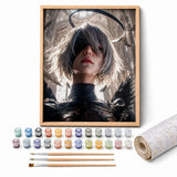Android Portrait Paint by Numbers Kit: complete kit with framed artwork, numbered paint pots and brushes
