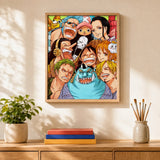 Anime Crew Paint by Numbers Kit: finished canvas displayed in a living room