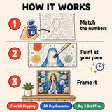 Ave Maria Roses Paint by Numbers Kit: how paint by numbers works step by step