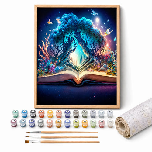 Book of Wonders Paint by Numbers Kit: complete kit with framed artwork, numbered paint pots and brushes