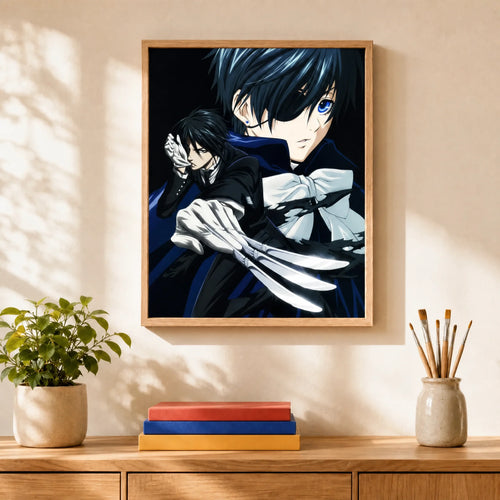 Butler Duo Paint by Numbers Kit: finished canvas displayed in a living room