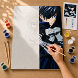 Butler Duo Paint by Numbers Kit: before and after: numbered canvas and hand painted result
