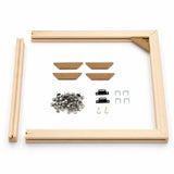 DIY wooden canvas stretcher frame kit parts on white studio background | DIY Wooden Canvas Stretcher Frame