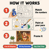 Christmas Horse Paint by Numbers Kit: how paint by numbers works step by step