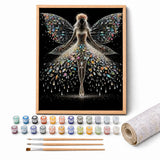Crystal Fairy Paint by Numbers Kit: complete kit with framed artwork, numbered paint pots and brushes