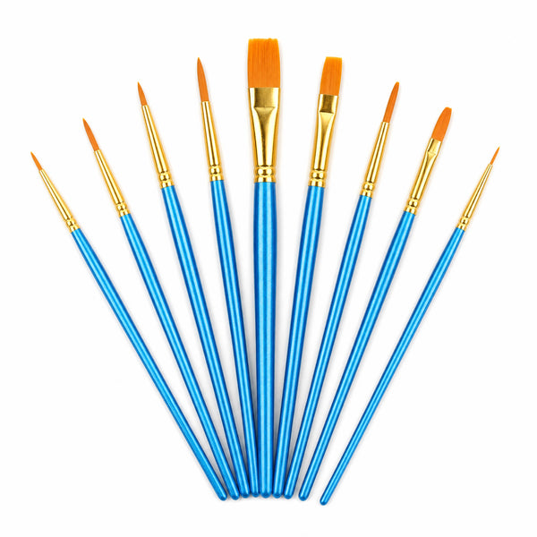 ten detail paint brushes fanned on white studio background | Detail Paint Brush Set of 8 + 2 FREE