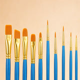 macro of the ten nylon brush tip shapes | Detail Paint Brush Set of 8 + 2 FREE