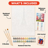 Eiffel Tower in Bloom Paint by Numbers Kit: everything included in the kit