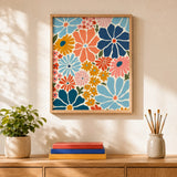 Flower Power Paint by Numbers Kit: finished canvas displayed in a living room