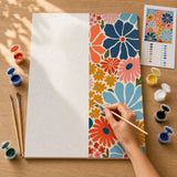 Flower Power Paint by Numbers Kit: before and after: numbered canvas and hand painted result
