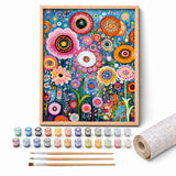Folk Flower Garden Paint by Numbers Kit: complete kit with framed artwork, numbered paint pots and brushes
