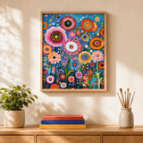 Folk Flower Garden Paint by Numbers Kit: finished canvas displayed in a living room