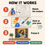 Gentle Mother Paint by Numbers Kit: how paint by numbers works step by step