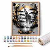Golden Ink Giraffe Paint by Numbers Kit: complete kit with framed artwork, numbered paint pots and brushes