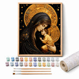 Golden Madonna Paint by Numbers Kit: complete kit with framed artwork, numbered paint pots and brushes