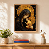 Golden Madonna Paint by Numbers Kit: finished canvas displayed in a living room