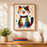 Happy Calico Paint by Numbers Kit: finished canvas displayed in a living room