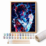 Hero Neon Paint by Numbers Kit: complete kit with framed artwork, numbered paint pots and brushes