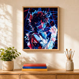 Hero Neon Paint by Numbers Kit: finished canvas displayed in a living room