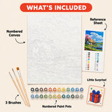 Lakeside Cottage Paint by Numbers Kit: everything included in the kit