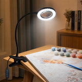 magnifying lamp lighting a paint by numbers canvas in the evening | LED Lamp with Clamp for Detail Painting