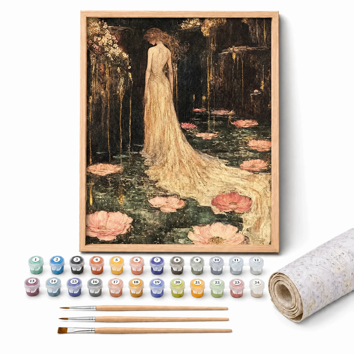 Lily Bride Paint by Numbers Kit: complete kit with framed artwork, numbered paint pots and brushes