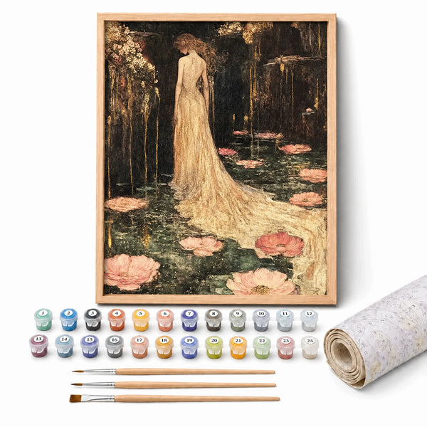 Lily Bride Paint by Numbers Kit: complete kit with framed artwork, numbered paint pots and brushes