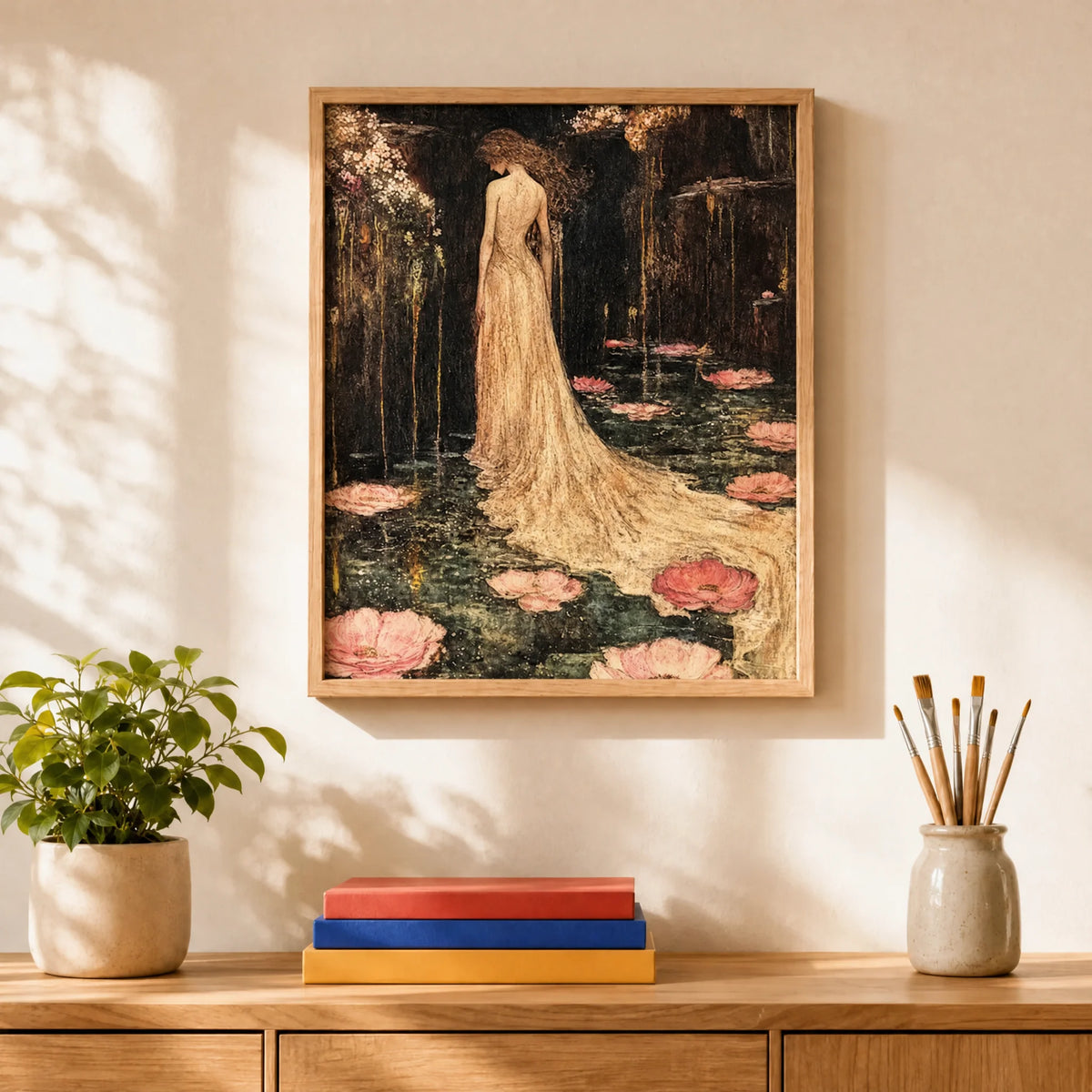 Lily Bride Paint by Numbers Kit: finished canvas displayed in a living room