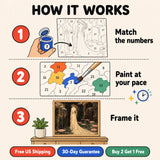 Lily Bride Paint by Numbers Kit: how paint by numbers works step by step