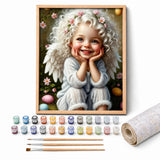 Little Angel Paint by Numbers Kit: complete kit with framed artwork, numbered paint pots and brushes
