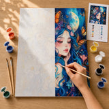 Luna Fairy Paint by Numbers Kit: before and after: numbered canvas and hand painted result