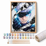 Manga Sorcerer Paint by Numbers Kit: complete kit with framed artwork, numbered paint pots and brushes