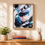 Manga Sorcerer Paint by Numbers Kit: finished canvas displayed in a living room