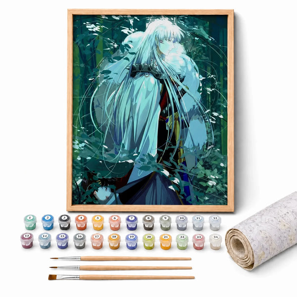 Moon Prince Paint by Numbers Kit: complete kit with framed artwork, numbered paint pots and brushes