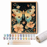 Moonlit Moth Paint by Numbers Kit: complete kit with framed artwork, numbered paint pots and brushes