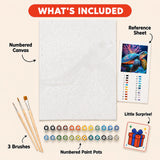 Neon Sea Turtle Paint by Numbers Kit: everything included in the kit