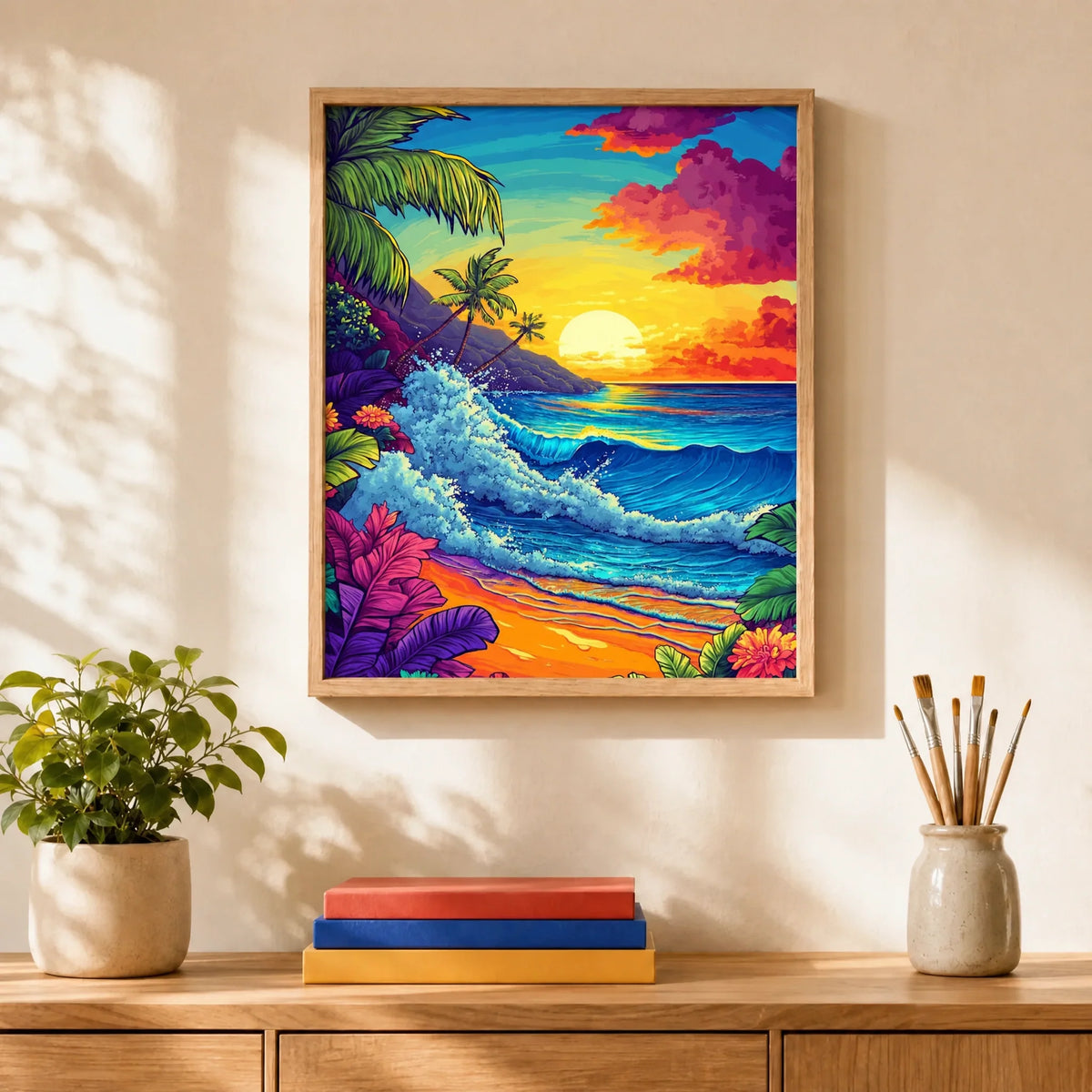 Neon Sunset Wave Paint by Numbers Kit — 2