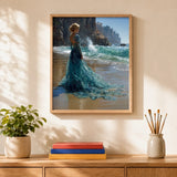 Ocean Gown Paint by Numbers Kit: finished canvas displayed in a living room