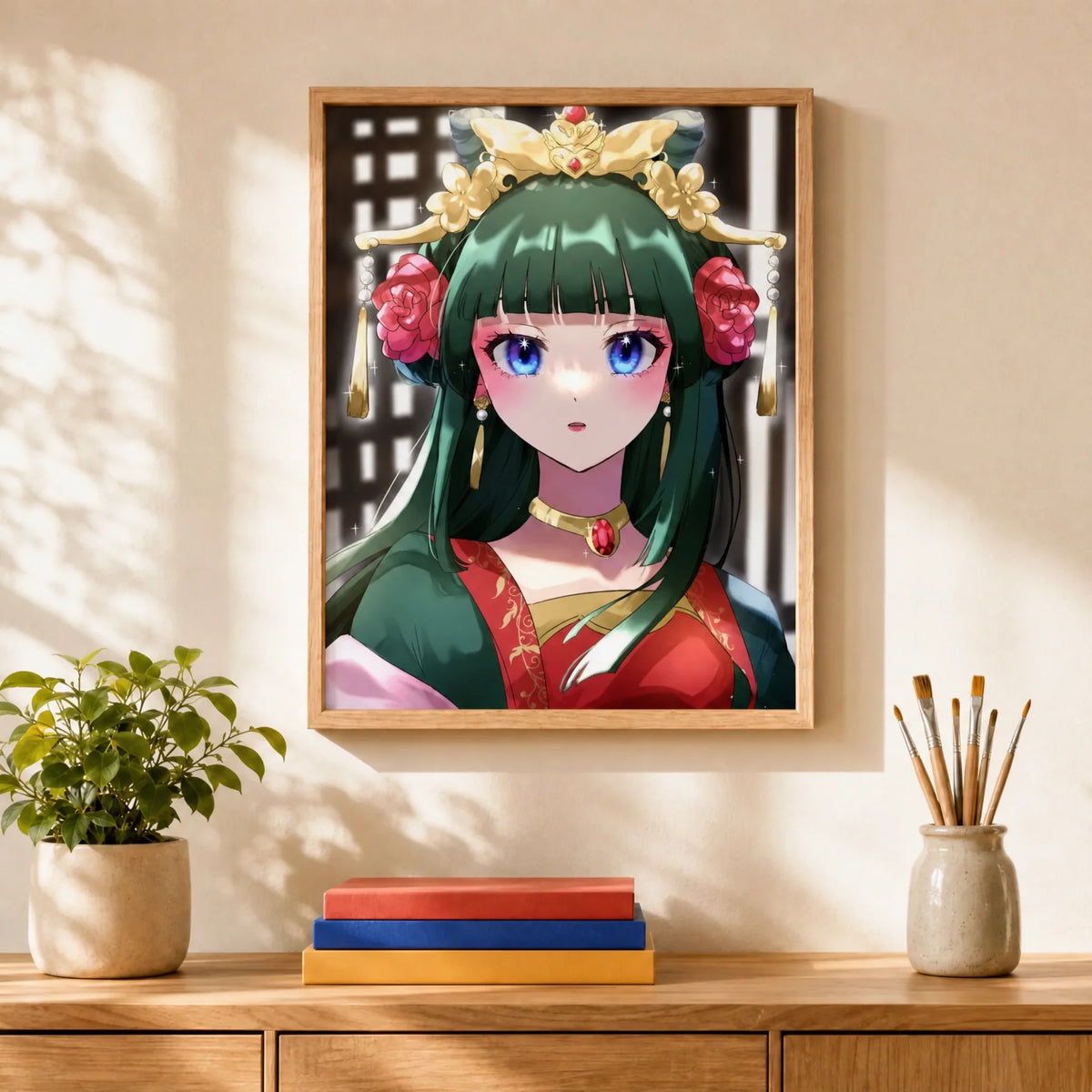 Palace Maiden Paint by Numbers Kit: finished canvas displayed in a living room