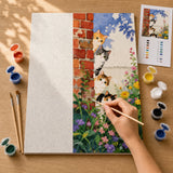 Peekaboo Kittens Paint by Numbers Kit: before and after: numbered canvas and hand painted result