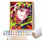 Pop Art Heroine Paint by Numbers Kit: complete kit with framed artwork, numbered paint pots and brushes