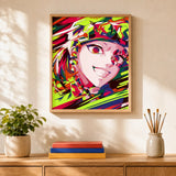 Pop Art Heroine Paint by Numbers Kit: finished canvas displayed in a living room
