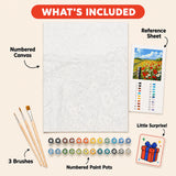Poppy Meadow Fence Paint by Numbers Kit: everything included in the kit
