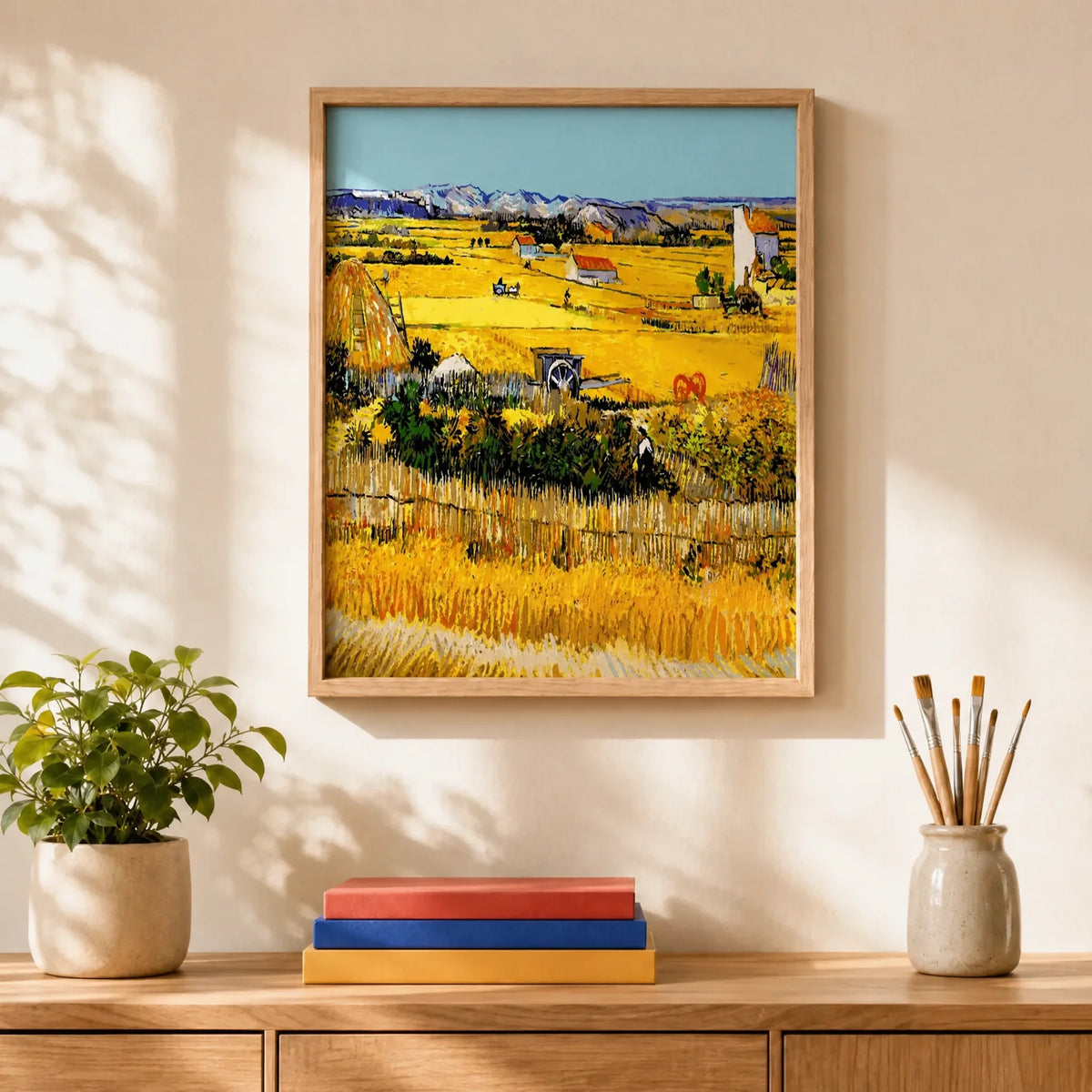 Provence Harvest Paint by Numbers Kit: finished canvas displayed in a living room