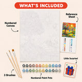 Rainbow Sunburst Tree Paint by Numbers Kit: everything included in the kit