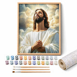 Risen Light Paint by Numbers Kit: complete kit with framed artwork, numbered paint pots and brushes