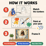 Risen Light Paint by Numbers Kit: how paint by numbers works step by step