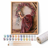 Rose Angel Paint by Numbers Kit: complete kit with framed artwork, numbered paint pots and brushes
