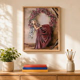 Rose Angel Paint by Numbers Kit: finished canvas displayed in a living room