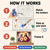 Sacred Hearts Paint by Numbers Kit: how paint by numbers works step by step